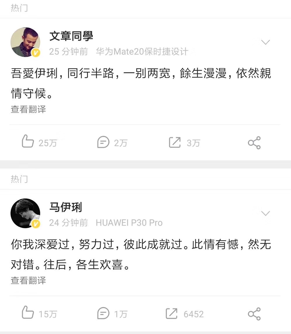 马伊�P和文章的离婚感悟